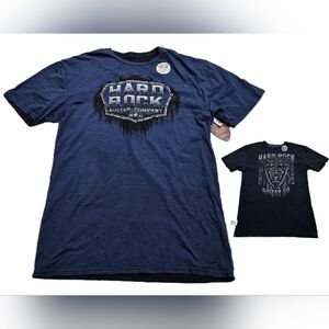 Hard Rock Guitar Reversible Shield T-Shirt Men Large Biloxi Hotel Blue Black NWT